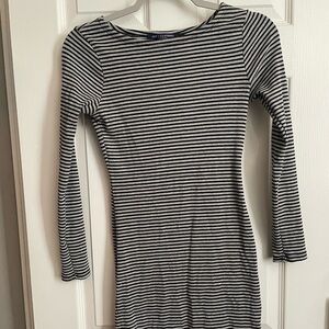 One Clothing Black and White Striped Long Sleeve Dress